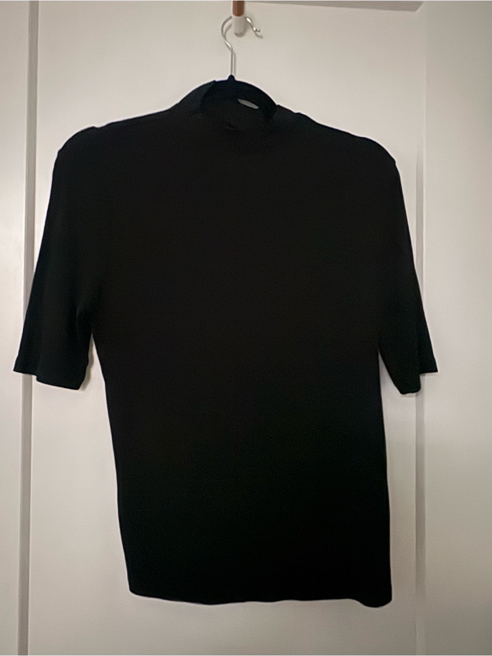 Classic Black Short-Sleeve Mock neck Knit Shirt